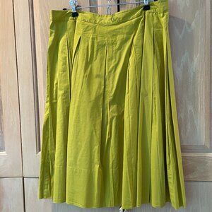Talbots Chartreuse Cotton Pleated Skirt